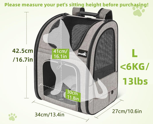 Pecute Pet Carrier Backpack, Dog Carrier Backpack, Expandable with Breathable Mesh for Small Dogs Cats Puppies, Pet Backpack Bag for Hiking Travel Camping Outdoor Hold Pets Up to 17 Lbs - Pawvie