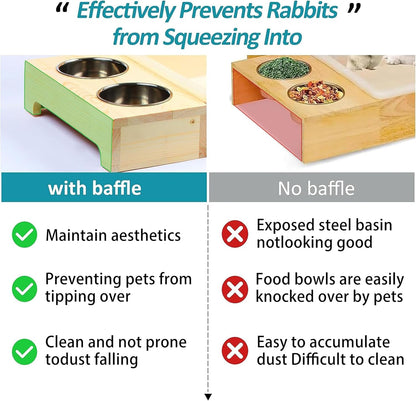 MOBYKE 3 in 1 Rabbit Hay Feeder with Litter Box, Wood, Mess Proof, for Guinea Pig, Chinchillas, Hamster, Dwarf Rabbit