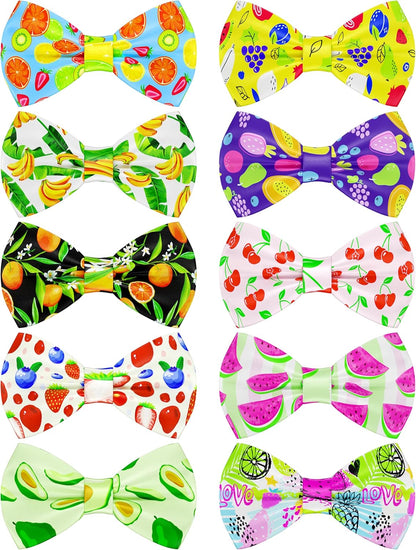 PET SHOW 10 Pack Fruit Big Dog Bow Ties for Large Medium Dogs Sliding Collar Attachments Strawberry Bowties Avocado Bowknots Holiday Party Pet Grooming Accessories(Large)
