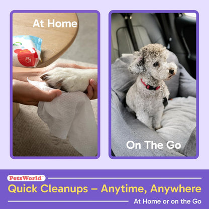 PETSWORLD Pet Wipes for Dogs & Cats, Unscented, Hypoallergenic, Chemical-Free, Biodegradable (98%), Thick & Durable, Textured Grooming Wipes (Unscented, 1200 Count)