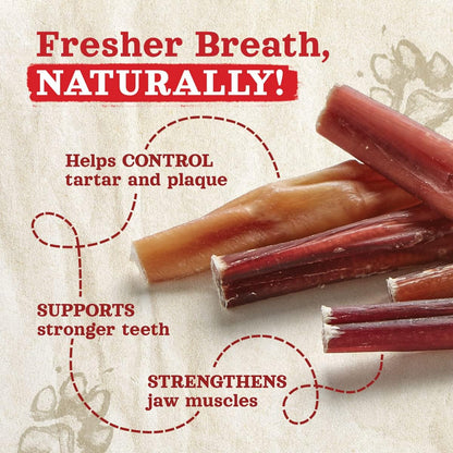 Natural Farm Odor-Free Bully Sticks (4”, 16oz) All-Natural Long-Lasting Chews, 100% Beef Pizzle, Grass-Fed, Grain-Free, Hormone-Free, Protein for Muscle Development & Energy, Perfect for Small Dogs