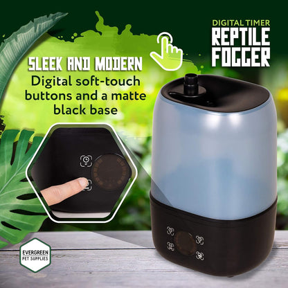 Evergreen Pet Supplies Reptile Fogger Humidifier - 4L Tank, Digital Timer - Automatic Misting System for Terrarium & Amphibian Enclosures