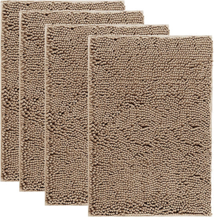 4 Pieces Muddy Door Mats for Dogs, Chenille Absorbent Pet Mats, Quick Dry, Trap Dirt Non Slip Heavy Indoor Doormat Soft Dog Bed Mat Front Inside Door Mat for Indoor Outdoor Entrance,Camel
