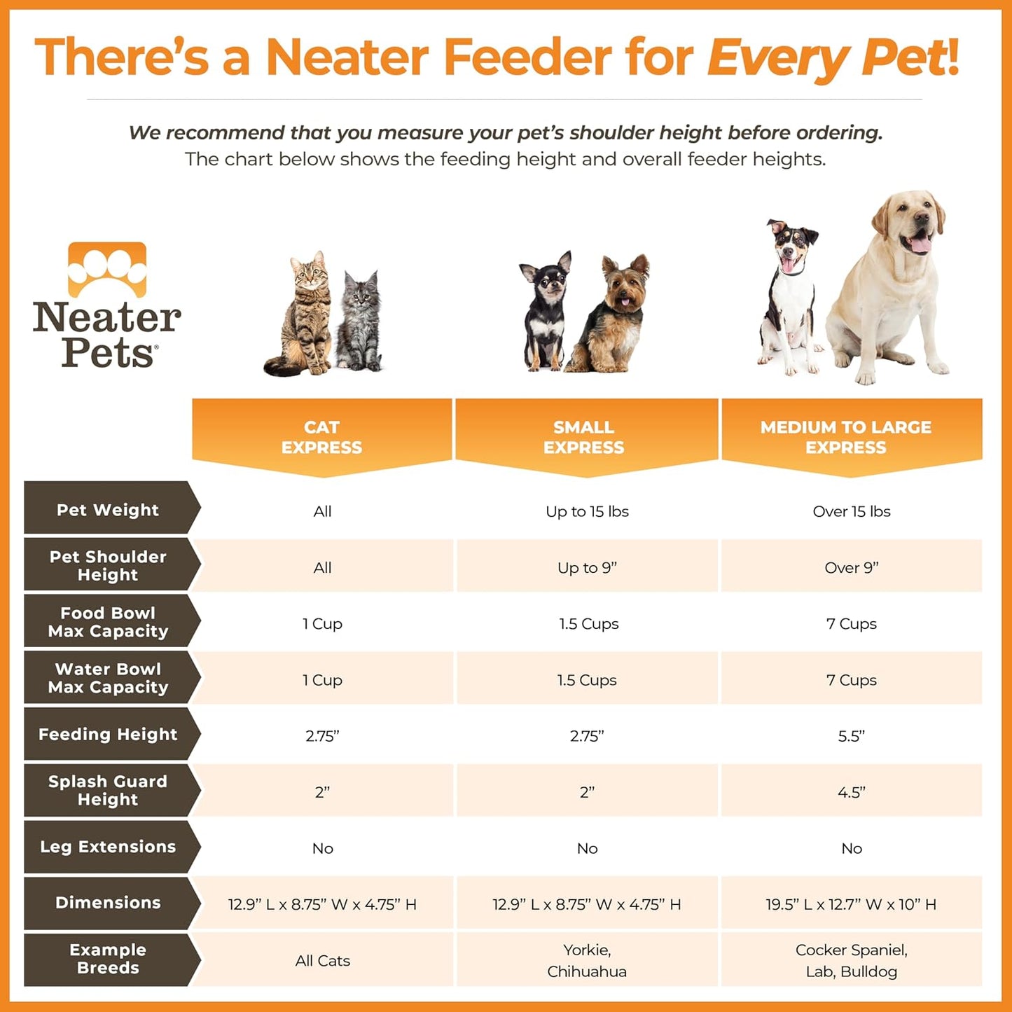 Neater Feeder Express Mess Proof Dog Bowls Elevated for Medium to Large Sized Breed, No Spill Raised Dog Food Bowl Stand, Stainless Steel Food and Water Bowl Set, Pet Dish Feeding Station, Grey
