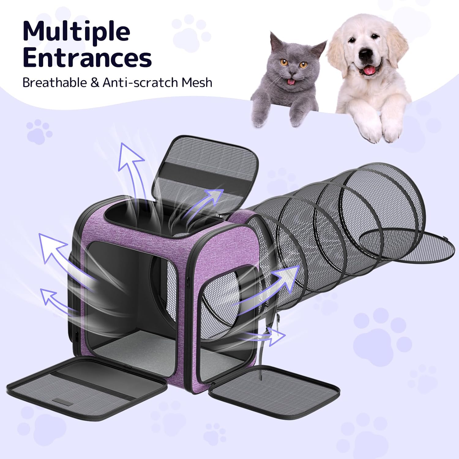 Pawtners Cat Carrier Backpacks Expandable Cat Backpack with Breathable Mesh, Pet Carrier Backpack for Cats Small Dogs Puppies Up to 18 Lbs, Dog Carrier Backpack for Travel Hiking Camping Outdoor - Pawvie
