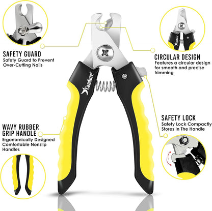 Candure Dog Nail Clippers for Pet Grooming - Professional Cat Nail Trimmers Suitable for Small to Medium Breeds with a Safety Guard & Nail File