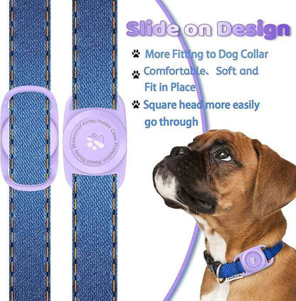 Airtag Dog Collar Holder, [1 Pack] Waterproof Protective Case for Apple AirTag, Durable & Lightweight with Full-Body Protection, Soft Silicone, Purple
