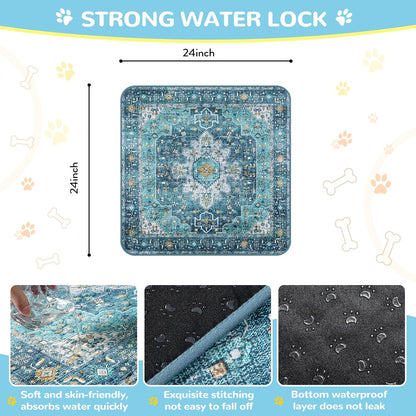 Lahome Super Absorbent & Leakproof Washable Dog Pee Pads - 2 Pack Value Set - Waterproof, Non-Slip Reusable Pads for Puppy Training, Crates & Whelping (24"x24", Blue)