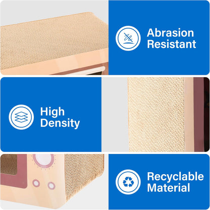 Oven Cat Scratcher Board - Durable Lounge Bed for Cats - Indoor Scratch Pad & Play House - Corrugated Toy for Cat Birthday - 17.3L*13.4W*9.1H