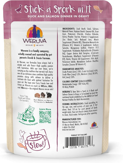 Weruva Classic Cat Stews, Stick A Spork in It with Duck & Salmon in Gravy, 3oz Pouch (Pack of 12)