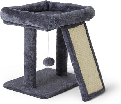 17.7-inch Small Cat Tree Tower with Scratching Post for Indoor Cats,Grey