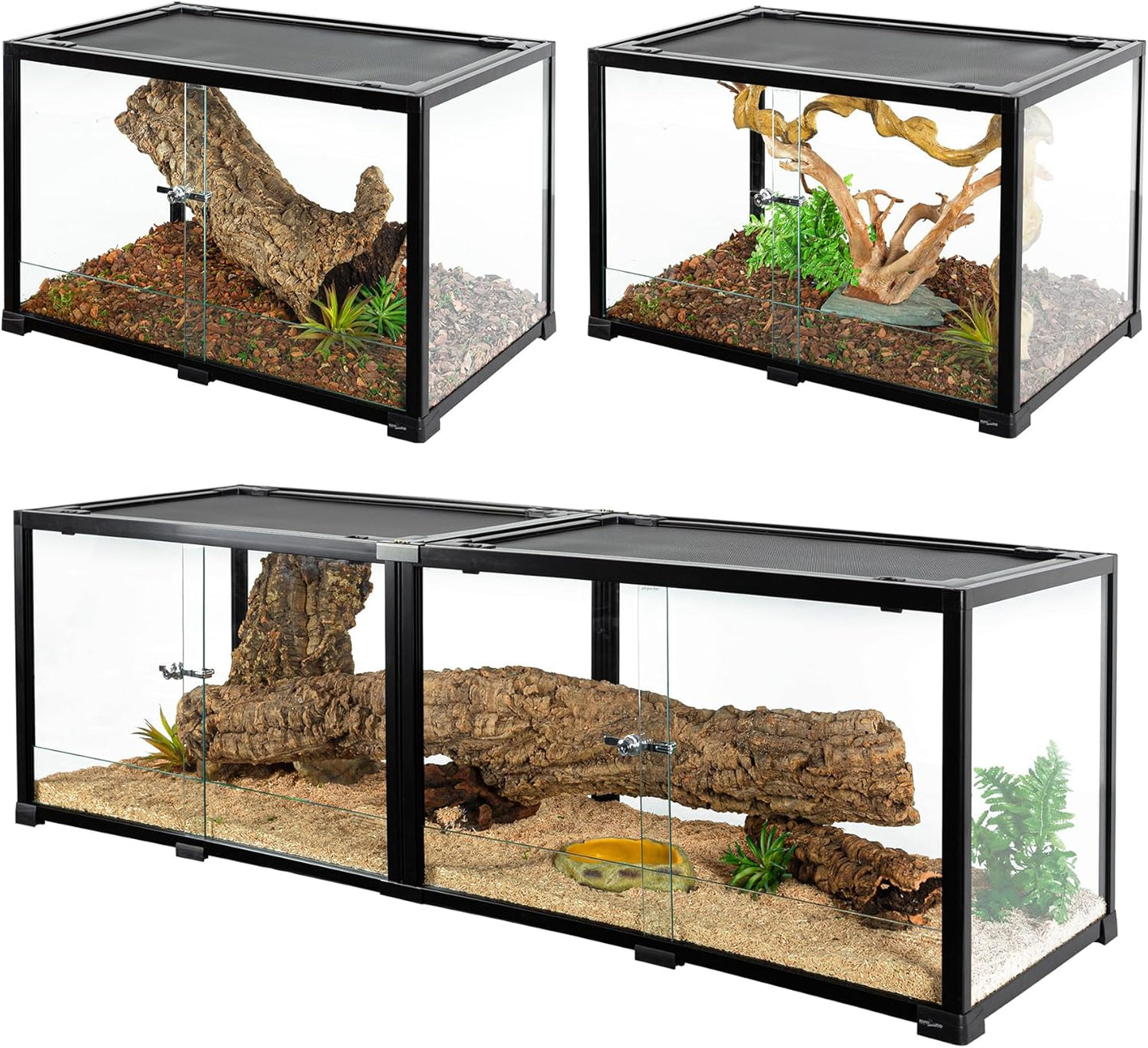 REPTIZOO 84 Gallon Large Reptile Terrarium Extra-Long 60" x 18" x 18" Spliceable Glass Reptile Tank, Double Top Cover Enclosure Habitats - Pawvie
