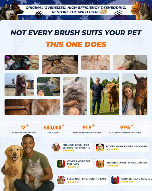 Dog Brush for Shedding 20 Blade Dematting Tool Pet Brush, Undercoat Rake for Large Medium Small Dogs and Cats, Shedding Dog Comb for Grooming, Premium Wood Handle, Efficiently Detangle and Groom Coats