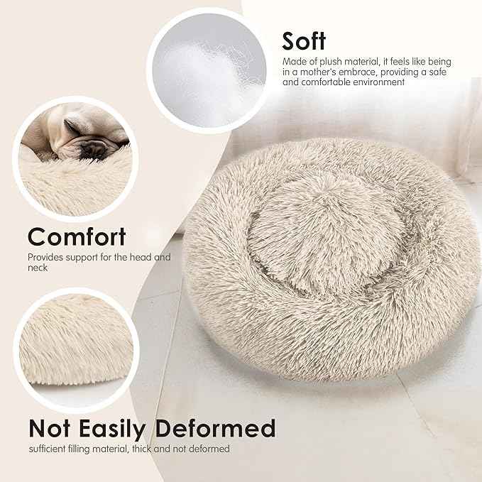 Extra Large Dog Beds, 36 Inch Human Dog Anxiety Relief Comfort Bed, Indestructible & Chew Proof Pet Beds (Light Brown)