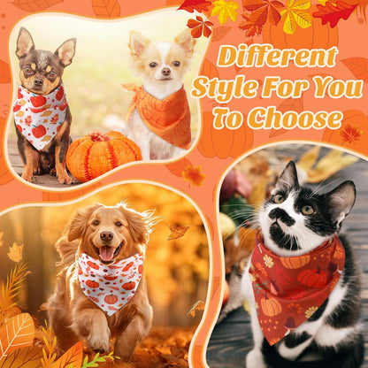 Abbylike 200 Pcs Fall Thanksgiving Dog Bandanas Bulk Pumpkin Bandanas for Dogs Pets Triangle Kerchief Bibs Scarf for Pets Autumn Costume Photo Props Accessories Pet Shops Adoption Events, 25 Styles