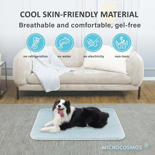 MICROCOSMOS Pet Cooling Mat & Sleeping Pad- Breathable Bubble Surface, EZ Clean. Keep Cooling for Pets, Kids and Adults in Summer.(BlueWhite, 40" x 28")