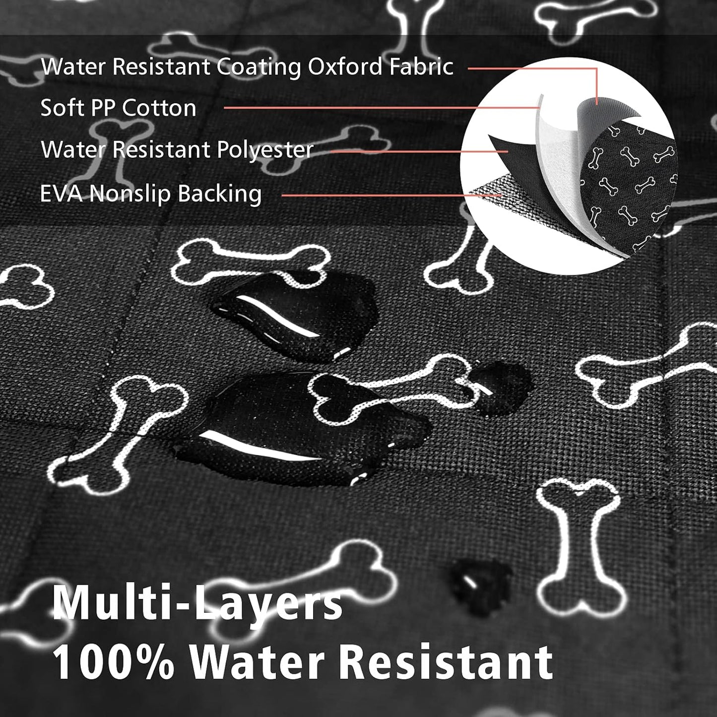 F-color SUV Cargo Liner for Dogs, Water Resistant Pet Cargo Cover Dog Seat Cover Mat for SUVs Sedans Vans with Bumper Flap Protector, Non-Slip, Large Size Universal Fit, Bone - Pawvie