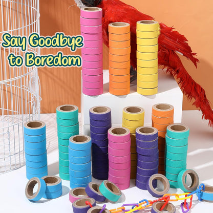 180 Pcs 1.85 Inch Bagels Bird Toys for Parrots Cardboard Bird for Chewing Shredding Foraging Play Foot Wooden Parrot Toys for Medium and Large Macaws Cockatoos