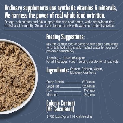 Whole Life Pet Healthy Skin and Coat Cat Supplements for Dry Skin, Allergy & Stomach Relief, Cat Immune & Digestive Support - Probiotics & Omega 3 for Cats, Cat Food Add Ins - 30-Day Supply