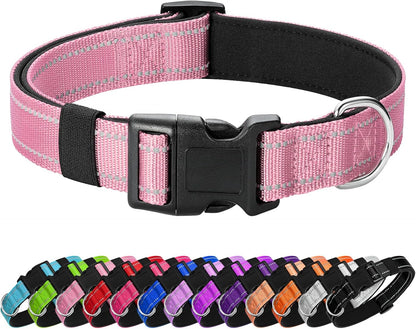 Reflective Dog Collar Padded with Soft Neoprene Breathable Quick Release Basic Dog Collars for Puppy Small Dogs Pink Girl