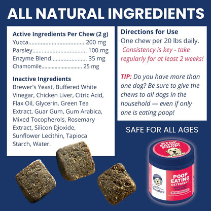 Under the Weather Pet No Poo Chews for Dogs | Vet Formulated Poop Eating Deterrent for Dogs | Canine Daily Chews to Help Stop Eating Poop | Coprophagia Support Supplement for Pups | 60 Count