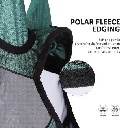 Harrison Howard Pro Luminous Horse Half Face Fly Mask Large Eye Space with Ears UV Protection for Horse Hunter Green S