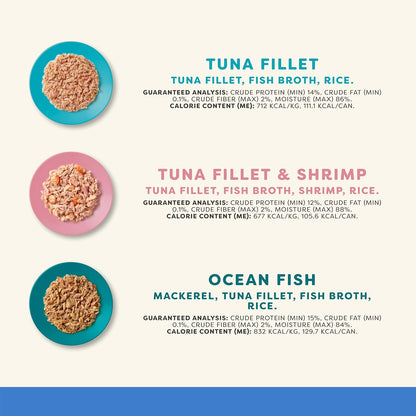 Applaws Natural Wet Cat Food in Broth, Made with Limited and Natural Ingredients, Fish Selection Variety Pack in Broth (12 x 5.5oz Cans)