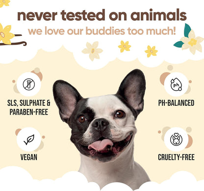 Vanilla & Shea Butter Dog Conditioner (169.07oz) Aloe Vera, Argan Oil & Pro Vitamin B5 to Detangle Matted Coats & Relieve Sensitive & Itchy Skin, Suitable for Puppies from 8 Weeks, Vegan