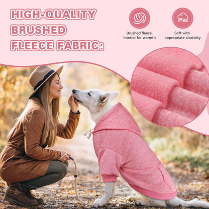 Dog Sweaters for Large Dogs Dog Hoodie Fleece Sweater Soft Pet Clothes Sweatshirt with Pocket Pet Hoodie for Large Dogs(Pink&XL)