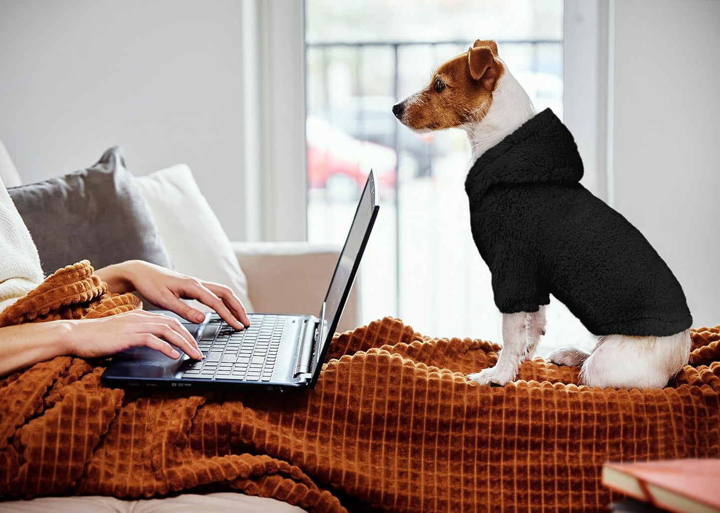 Fuzzy Dog Sweaters for Small Dogs Dog Hoodie Pet Clothes Warm Soft Cozy Coats Hooded Sweatshirt Fleece Small Pet Hoodies Sweater(Black-S)