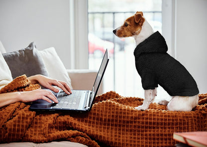 Fuzzy Dog Sweaters for Small Dogs Dog Hoodie Pet Clothes Warm Soft Cozy Coats Hooded Sweatshirt Fleece Small Pet Hoodies Sweater(Black-XS)