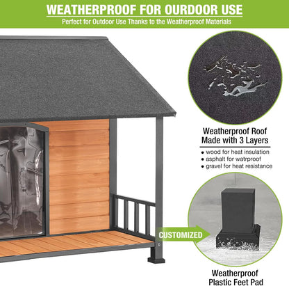 Gutinneen Large Dog House Outdoor Dog Kennel with All-Around Iron Frame Dog Cage Perfect for Small & Medium & Large Dogs,Roomy