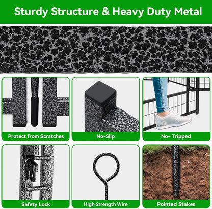 Dog Playpen Outdoor Extra Wide 16 Panels Heavy Duty Dog Fence 50" Height Anti-Rust with Doors Portable for RV Camping Yard, Total 42FT, 140 Sq.ft, Snowy Black