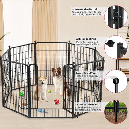 Dog Playpen 40 inch 36 Panels Indoor Outdoor Dog Pen for Large/Medium/Small Dogs Heavy Duty Metal Dog Fence Outdoor for Yard, Puppy Playpen with Door Portable Pet Fence for RV Camping Yard