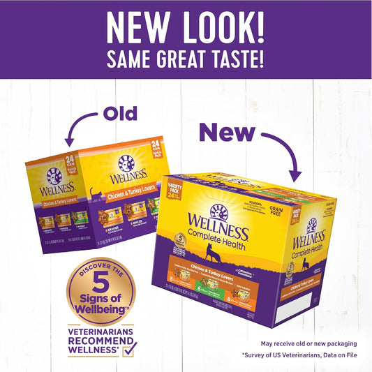 Wellness Complete Health Gravy & Minced Adult Wet Cat Food, Natural, Protein-Rich, Grain-Free, 3 Ounce, 24 Pack, (Chicken & Turkey Lovers Variety Pack)