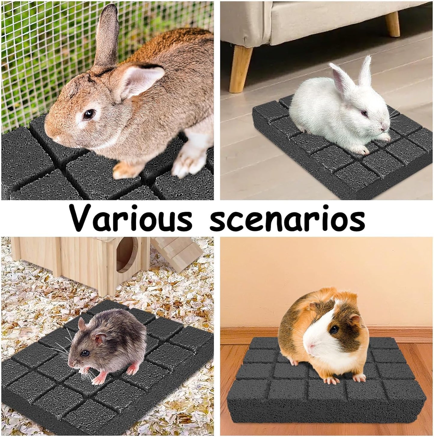 Hamiledyi 6PCS Rabbit Scratching Pads - Bunny Lava Grinding Claw Pads for Small Animals - Hamster, Gerbil, Chinchilla, Hedgehog, Guinea Pig Cage Accessories