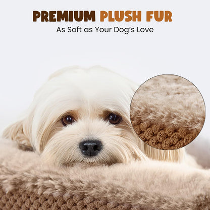 Orthopedic Dog Bed for Large Dogs, Removable Washable Cover, Memory Foam Indestructible Pet Couch for Big Dogs, Sturdy and Cozy Round Bed with Bolstered Sides, Durable Crate Bed, Camel