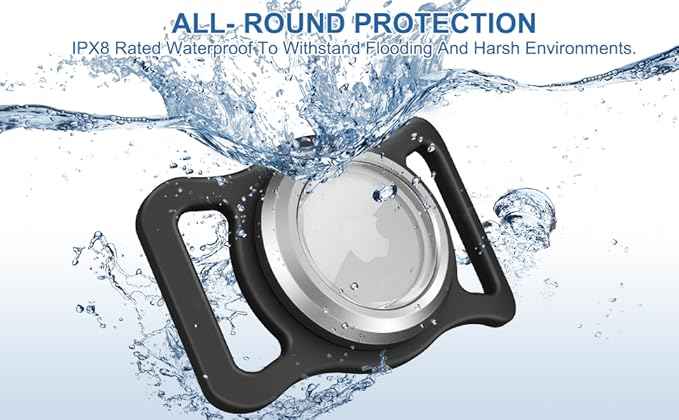 Waterproof Airtag Collar Holder, [2 Pack] Aluminum Full Body Covered Preventing Chewing Apple Air Tag Case for Pet Collar Backpack「Black/Navy blue-1PS」