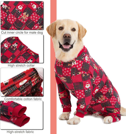 Yeapeeto Dog Onesie Surgery Recovery Suit for Large Medium Bodysuit Dogs Pajamas PJS Full Body for Shedding, Prevent Licking, Wound Protection, Cone Alternative… (Xmas Red, 3XL)