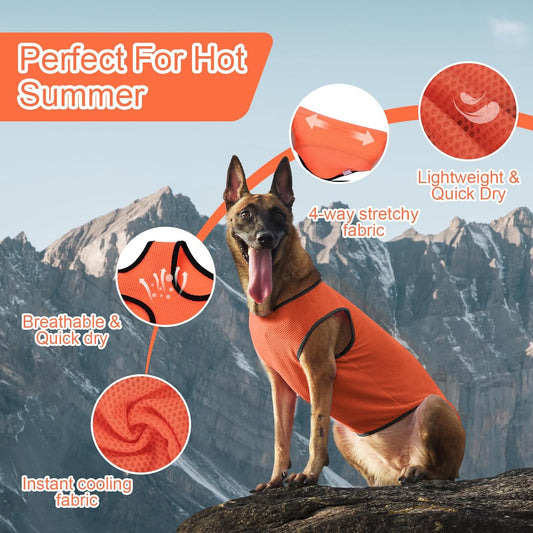 2 Pack Cooling Shirts for Dogs, Lightweight Mesh Breathable Dog Clothes for Large Dogs Boy Girl,Sports Fan Pet T-Shirts for Dog&Cat Puppy Vest Pet Apparel - XXL