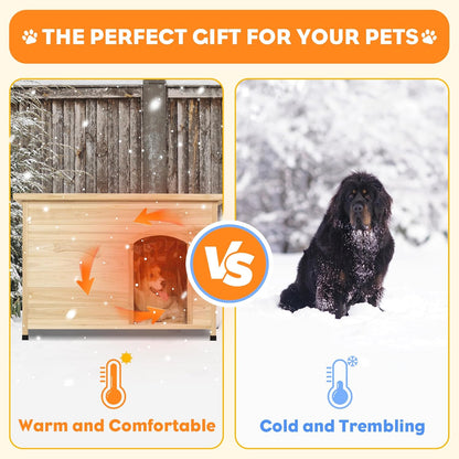 Large Solid Wooden Dog House,Suitable for Both Indoor and Outdoor, Suitable for Large Dogs and Animals of The Following Size, Easy to Clean,Can DIY,45.75" W x 31.25" D x 32.5" H