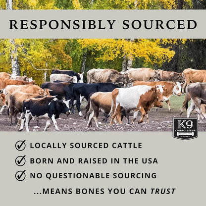 K9 Connoisseur Dog Bones Made in USA for Large Breed Aggressive Chewers All Natural Long Lasting Meaty Mammoth Marrow Filled Bone Chew Treat Best for Dogs Over 50 Pounds (4 Pack)