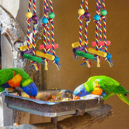 Bird Toys for Parrots Conures, Colorful Rope Bird Toys, Interactive Chewing Climbing Toy for Cockatiels, Small Birds Fun Hanging Design with Hook for Cages Relieves Boredom Encourages Behavior