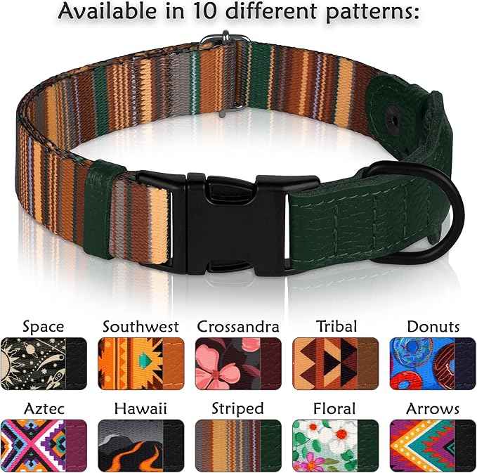 AirTag Dog Collar with Metal Buckle - Printed Nylon Soft Leather Dog Collar with Apple AirTag Holder - Secure Tracking GPS Pet Collars for Girl Boy Small Large Dogs (XL, 20"-25" Neck Fit, Striped)