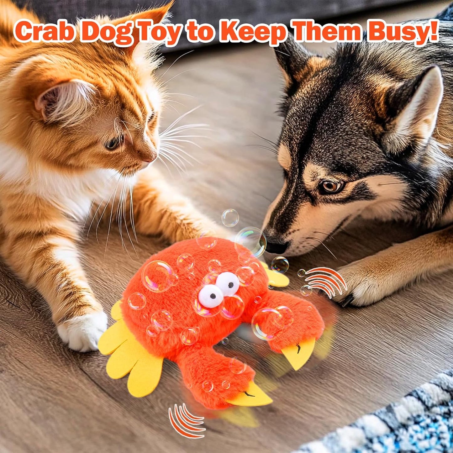 Interactive Dog Toys, Crab Dog Toy that Wiggle Pinchers, Dog Toys to Keep Them Busy, Touch Activated Dog Toys for Small / Medium / Large Puppy Enrichment, Rechargeable Pet Toys Plush, Squeaky Dog Toys