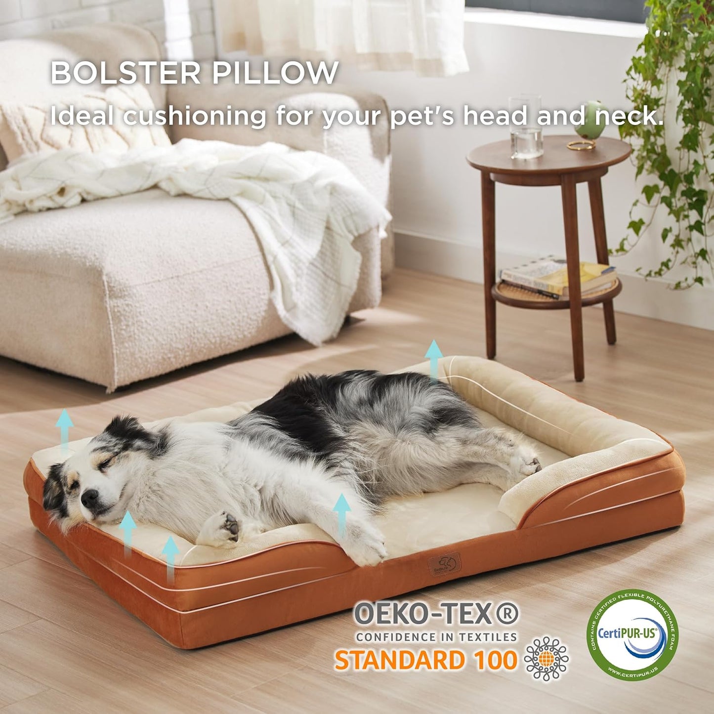 Bedsure XL Plus Orthopedic Dog Bed for Extra Large Dogs - Washable XLarge Dog Cat Bed Waterproof, Comfort Dogs Couch Sofa with Washable Removable Cover, Pet Bed with Nonskid Bottom, Ember Clay, 48"