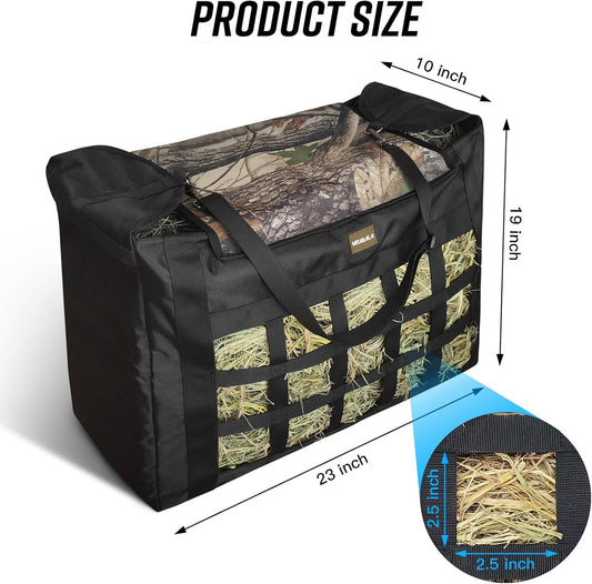 Hay Bag for Horses,Slow Feeder for Horse/Donkey/Goat, Premium 1680D Oxford Cloth,Easy to Fill and Hang with Extra Large Opening(Camo)