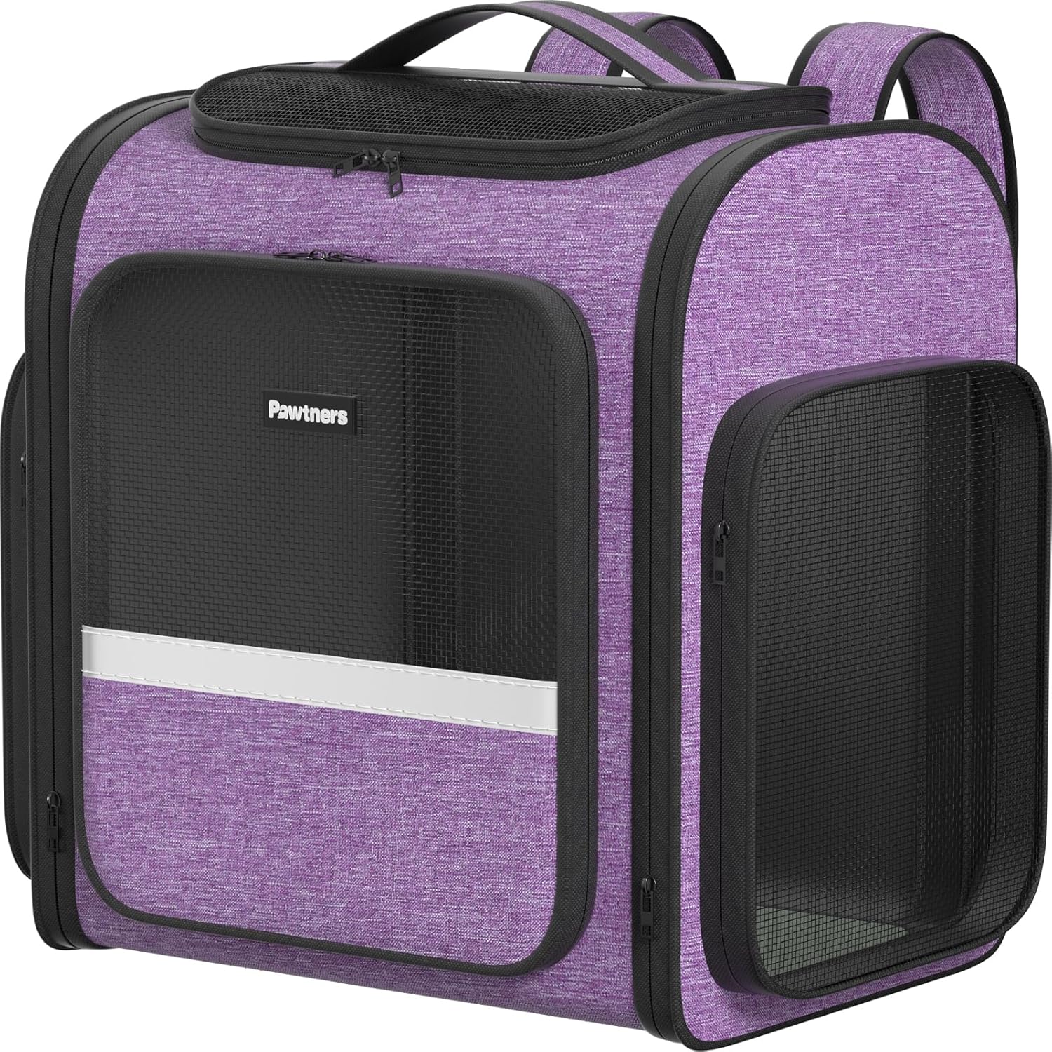 Pawtners Dog Carrier Backpacks Large Cat Backpack with Anti-Scratch Mesh, Foldable Designed Pet Backpack Carrier for Kitten Small Dogs & Large Cats Up to 18 Lbs, Dog Carrier for Travel Outdoor - Pawvie