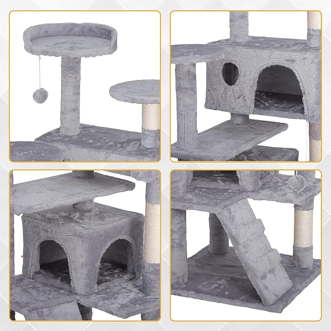 Nova Microdermabrasion 54 in Cat Tree Tower for Indoor Cats Multi-Level Cat Condo Cat Bed Furniture with Scratching Post Kittens Activity Center