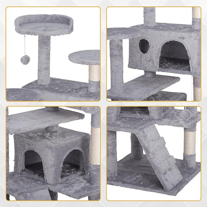 Nova Microdermabrasion 54 in Cat Tree Tower for Indoor Cats Multi-Level Cat Condo Cat Bed Furniture with Scratching Post Kittens Activity Center